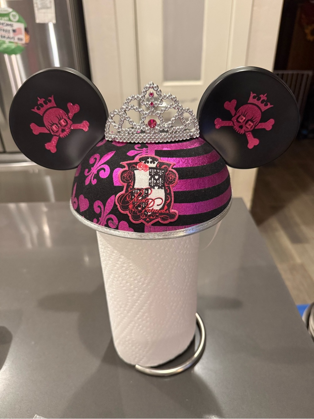 Disney Pink and Black Skull Princess Mouse Ears Party Hat
